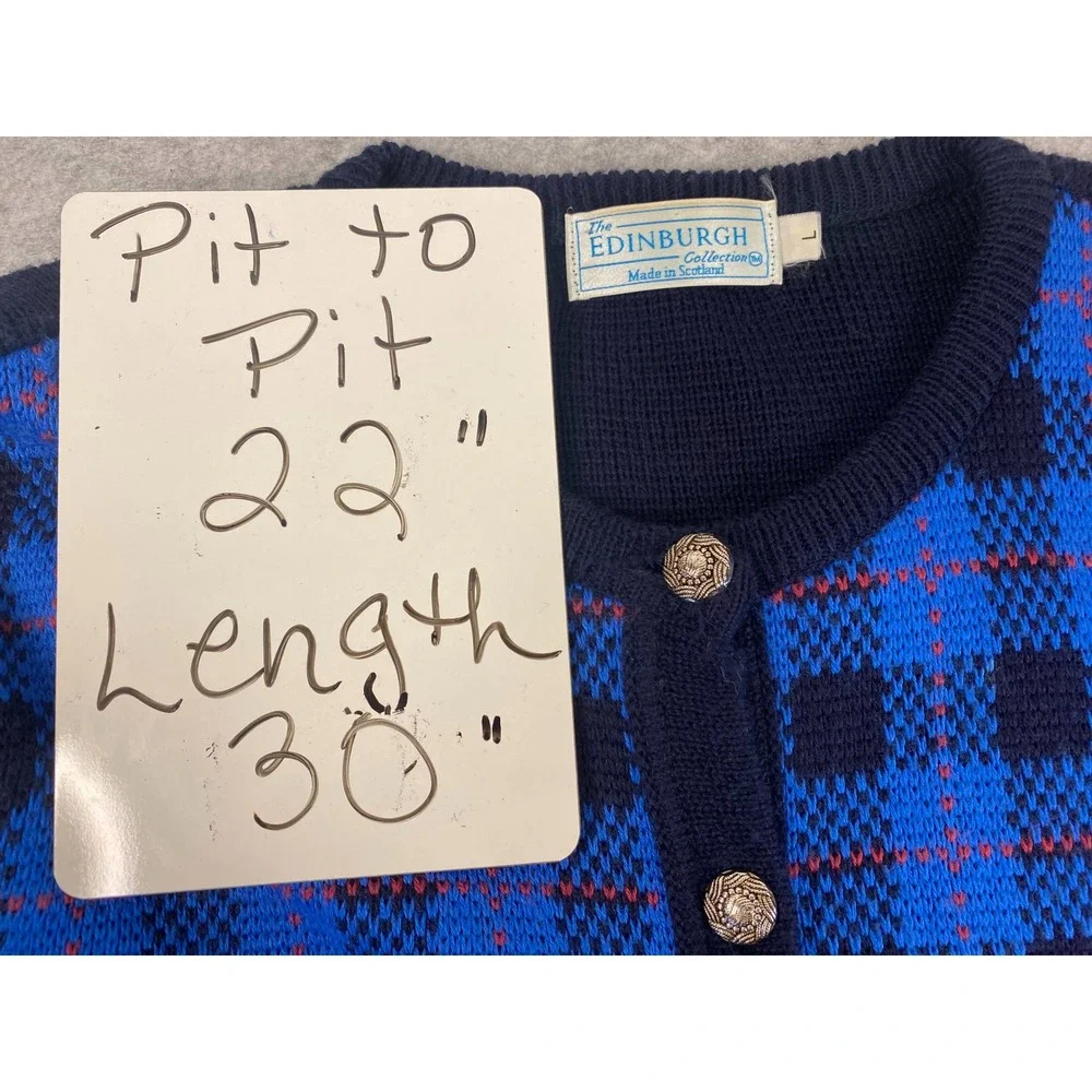The Edinburgh Collection Wool Blend Cardigan Tartan Plaid Woman's Large VNTG - Picture 3 of 6
